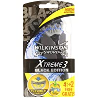 Los mejores  - Wilkinson Xtreme 3 Black Edition - Maquinillas de Afeitar Desechables de 3 Hojas con Cabezal Flexible y Banda Lubricante…